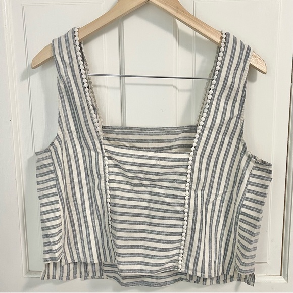 Marine Layer Stella Stripe Top Blouse Size XL Hemp Tencel Summer Lightweight - Picture 9 of 12